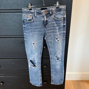 Distressed Blue Jean Capris